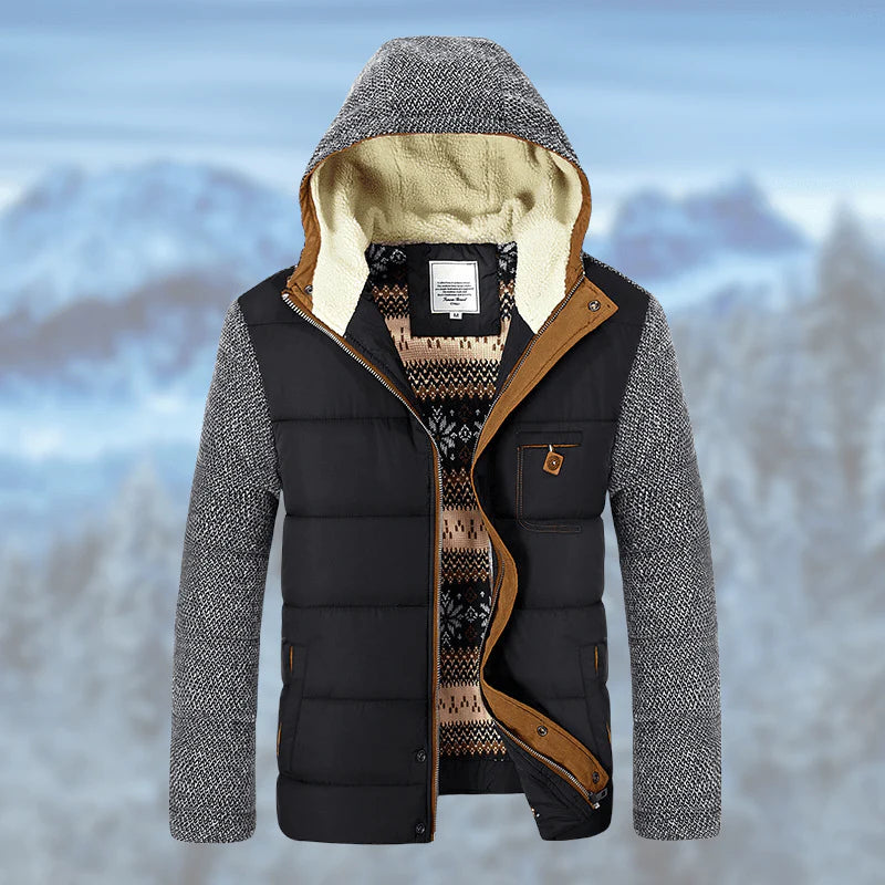 Arwen Thermo Jacke - Dicke Kapuzenjacke mit elegantem Winterdruck